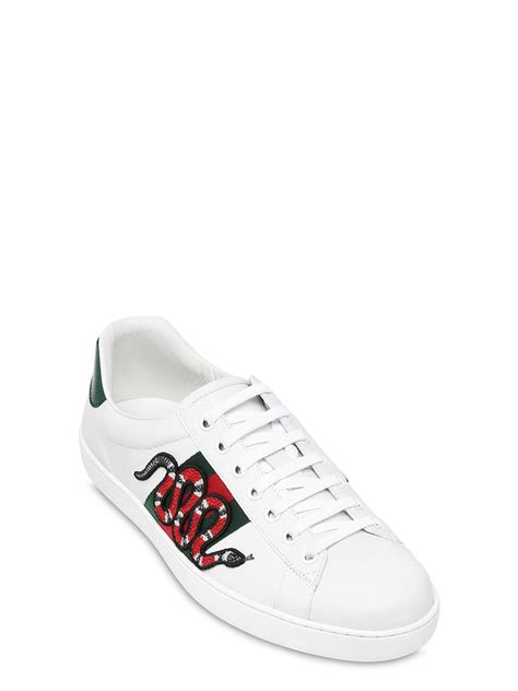 gucci ace embroidered snake sneaker